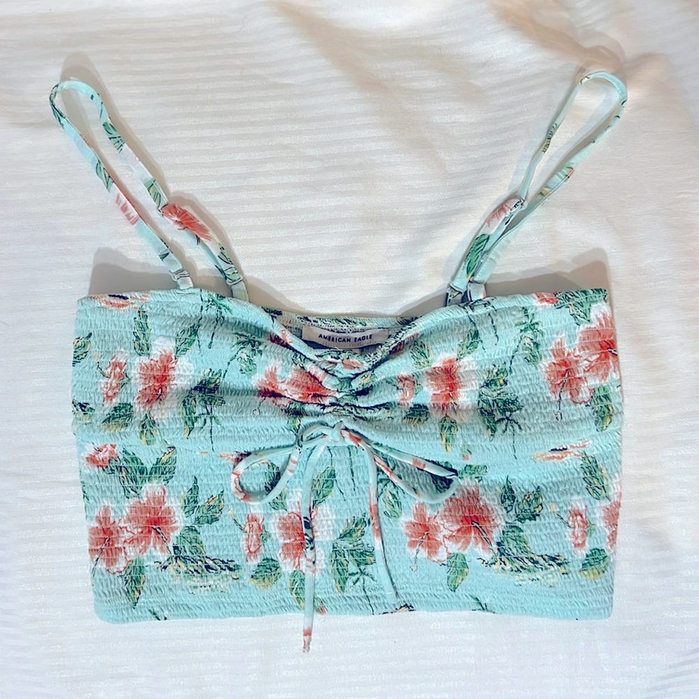 NWT American Eagle Women’s Small Cropped Floral Print Fitted Tank Top
